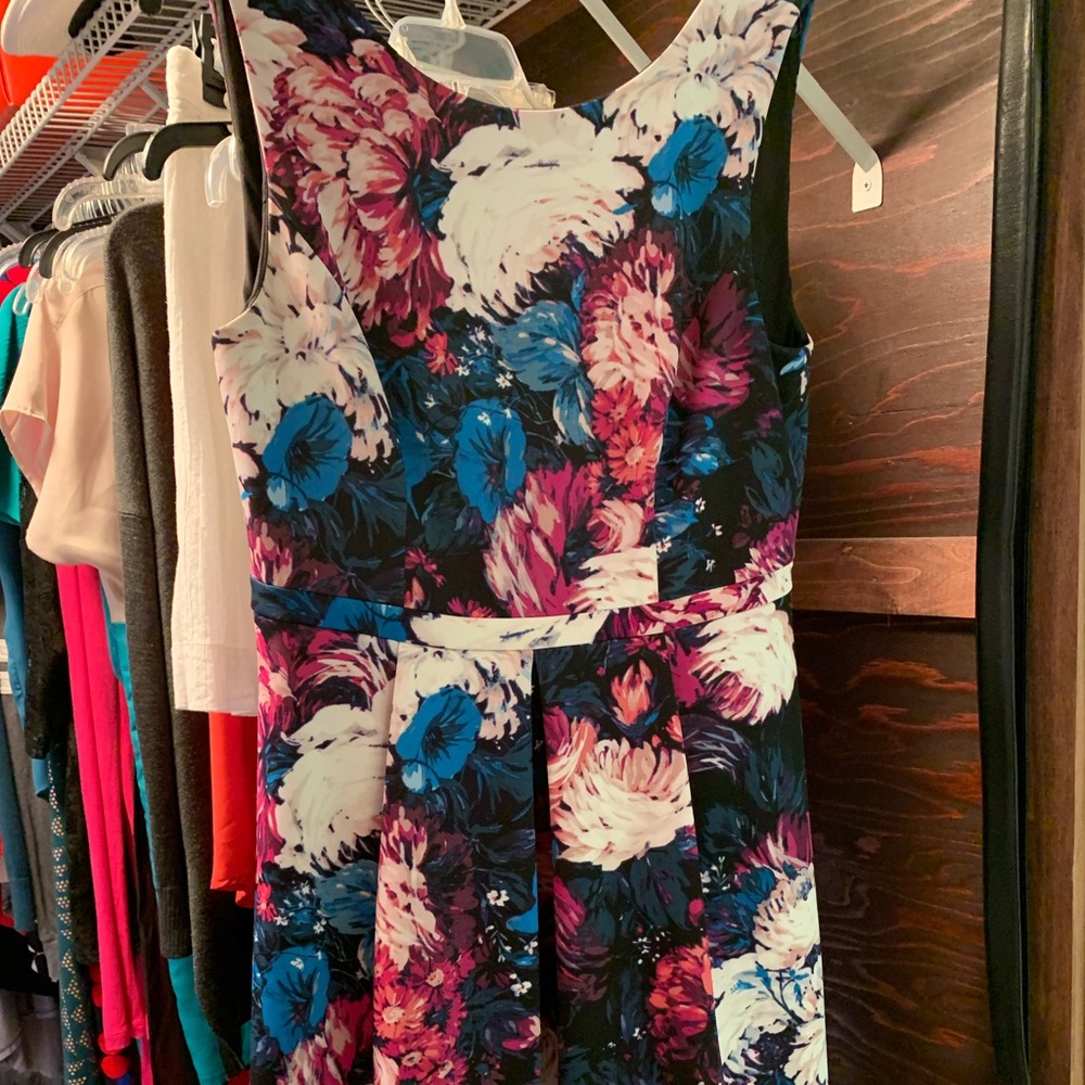 Adrianna Papell Floral Print Fit & Flare Dress